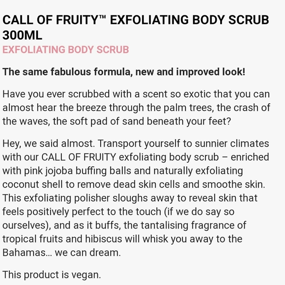 Soap & Glory Summer Scrubbin Call of Fruity Body Exfoliating Scrub Full Size NWT - Picture 7 of 8